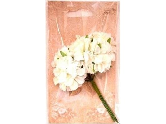 Creme tygblommor 4cm 6st