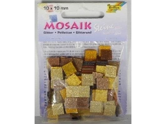 Mosaikstenar glitter 10x10mm brun