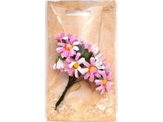 Marguerite tyg ljusrosa och vitt 2cm 12st