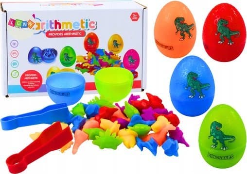LeanToys Dinosaur Egg Sorter Fargerike tang 6 stk