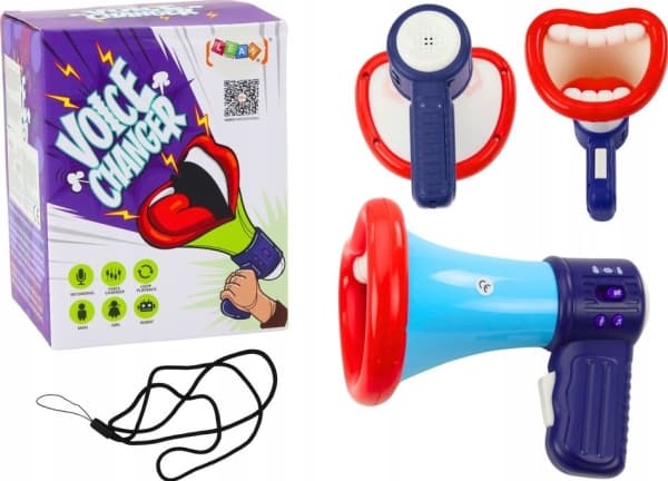 LeanToys Megaphone Voice Changer Opptak Tre stemmemoduser Munnblå