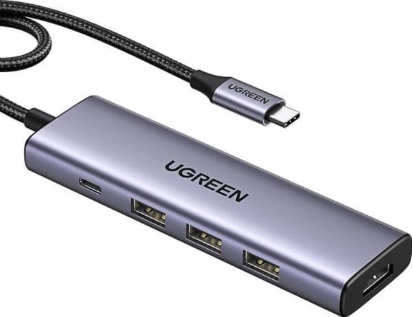 USB-C-hubb Ugreen CM511, HDMI 4K 60Hz, 3x USB 3.0 5Gbps, PD 100W (Silver)