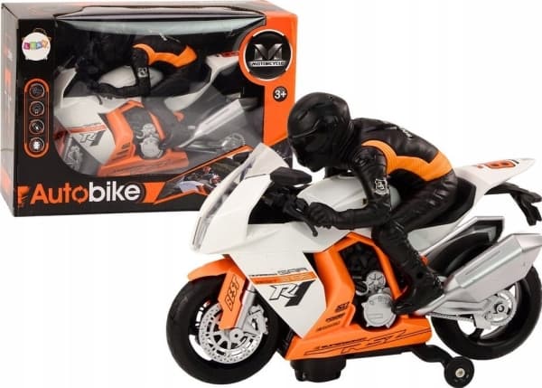 LeanToys Motorcykel med motorcykellampor ljud hindersensor vit