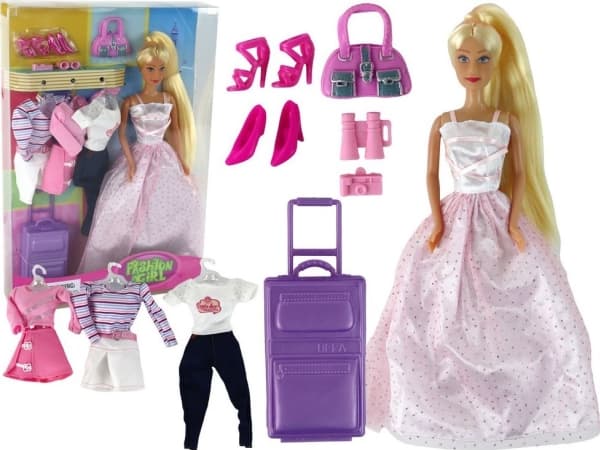 LeanToys Baby Doll Langhår Koffertklær