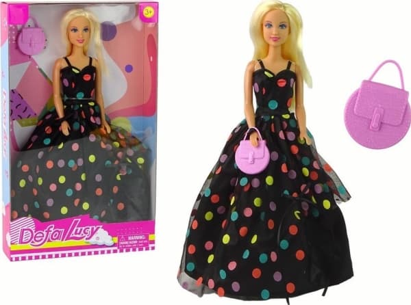 LeanToys Dukke Lucy Kjole Svarte prikker Lang