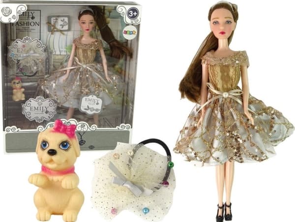 LeanToys Emily Babydocka med hund Långt hår