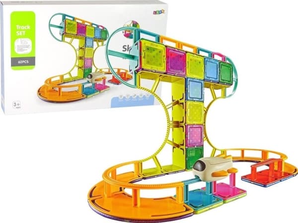 LeanToys Magnetic Construction Blocks Sky Track 62 Elements
