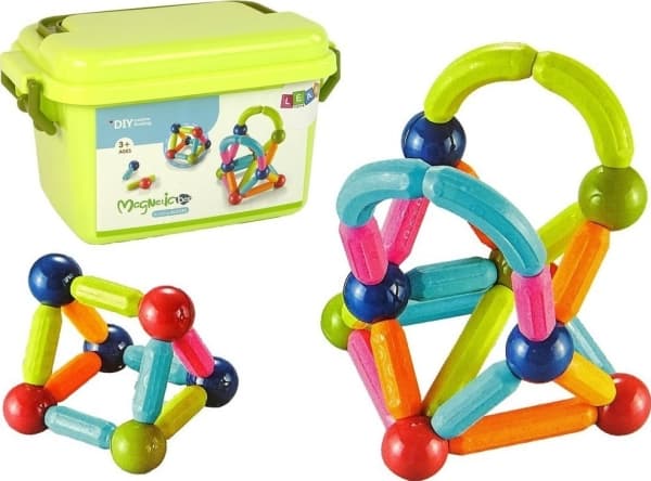 LeanToys pedagogiskt byggmagnetiskt klossskåp 34 delar