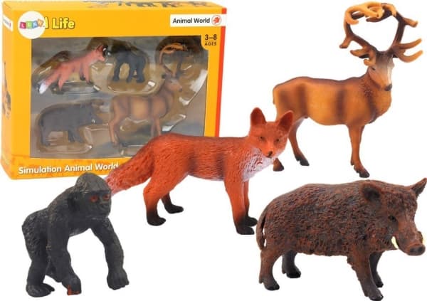 LeanToys Figur Skogsdjur Hjort Vildsvin Räv Gorilla