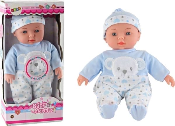 LeanToys Baby Doll Blå pyjamas med nallebjörnsmössa Ljud