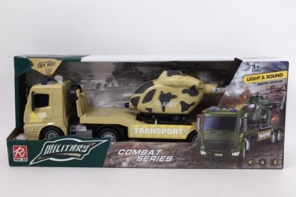 Military tow truck + helicopter 39cm w/dw RJ3398 15075