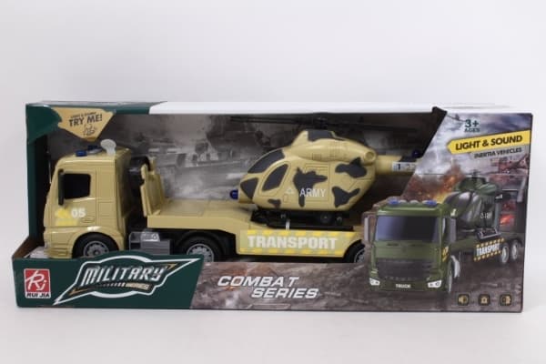 Military tow truck + helicopter 39cm w/dw RJ3398 15075