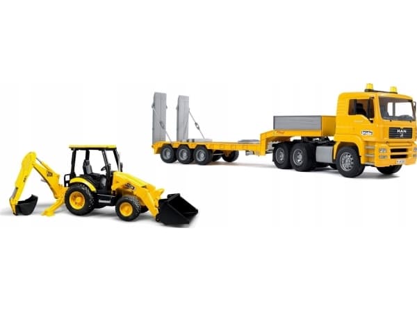 MAN TGA -matalakuormaaja ja JCB MIDI -kaivurikuormaaja