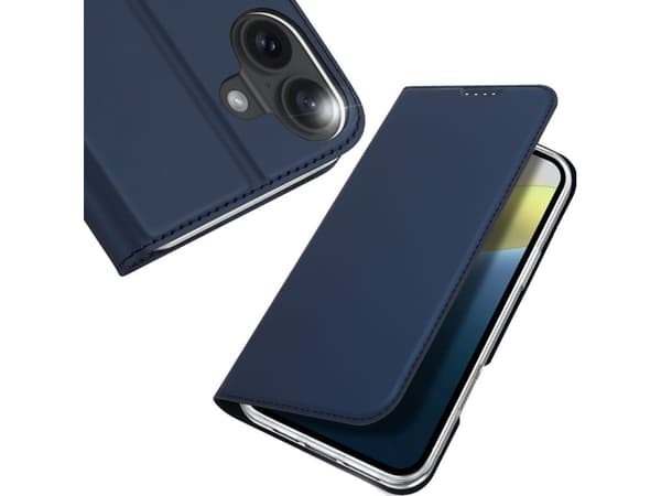 Dux Ducis Skin Pro -kotelo iPhone 16:lle, jossa on kääntyvä kansi ja korttipaikka - sininen