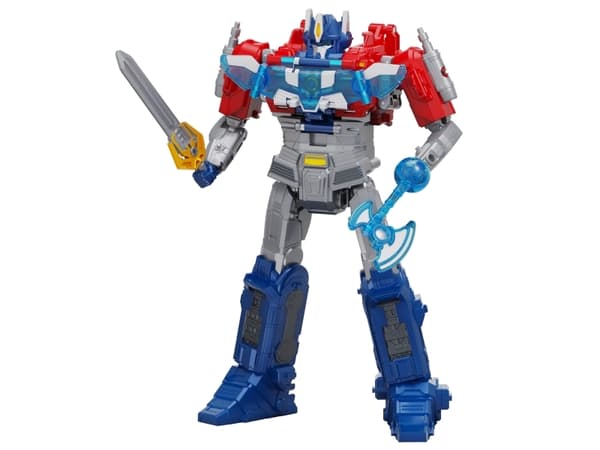 Transformers Power Flip Optimus Prime, 6 år, Gir fra seg lyd, Plast, Blå, Rød, Sølv