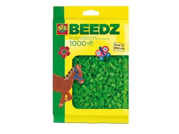 SES Creative Beedz Children''s packet of 1000 Green Iron-on Beads, Pärlor till pärlplattor, 1000 styck, Grön, Pojke/flicka, 5 År, 12 År