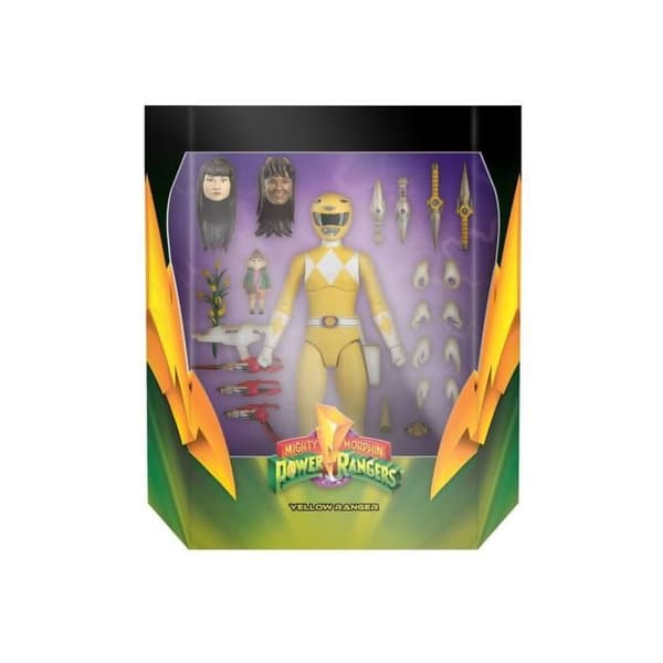 Power Rangers Mighty Morphin Figur - Super7 - Ultimates Yellow Ranger 18 cm - Vit Gul - Vuxen