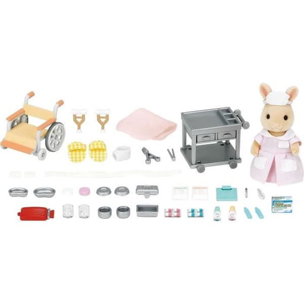 Miniatyrfigurer - SYLVANIAN FAMILIES - Sjuksköterskan och tillbehör för att ta hand om och mata patienter