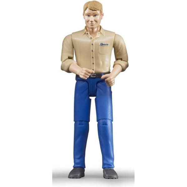 Blond mansfigur med blå jeans - BRUDER - Helledad - För barn från 3 år