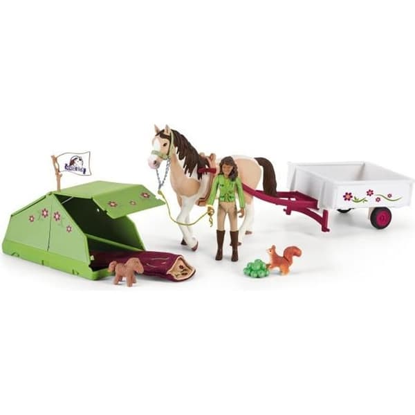 SCHLEICH box set - Horse Club - Sarahs campingäventyr - Ledad figur och Pinto sto