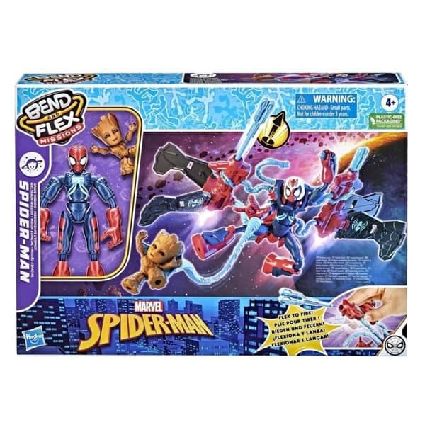 MARVEL SPIDER-MAN - Böj och Flexa - Uppdrag Spindelmannen Uppdrag i rymden - Flexibel figur, 15 cm, för barn från 4 år