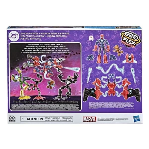 MARVEL SPIDER-MAN - Böj och Flexa - Uppdrag Spindelmannen Uppdrag i rymden - Flexibel figur, 15 cm, för barn från 4 år