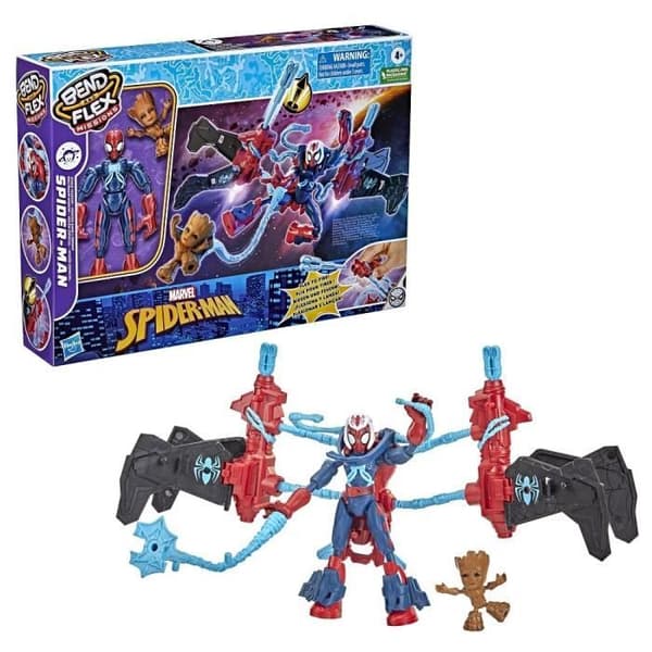 MARVEL SPIDER-MAN - Böj och Flexa - Uppdrag Spindelmannen Uppdrag i rymden - Flexibel figur, 15 cm, för barn från 4 år