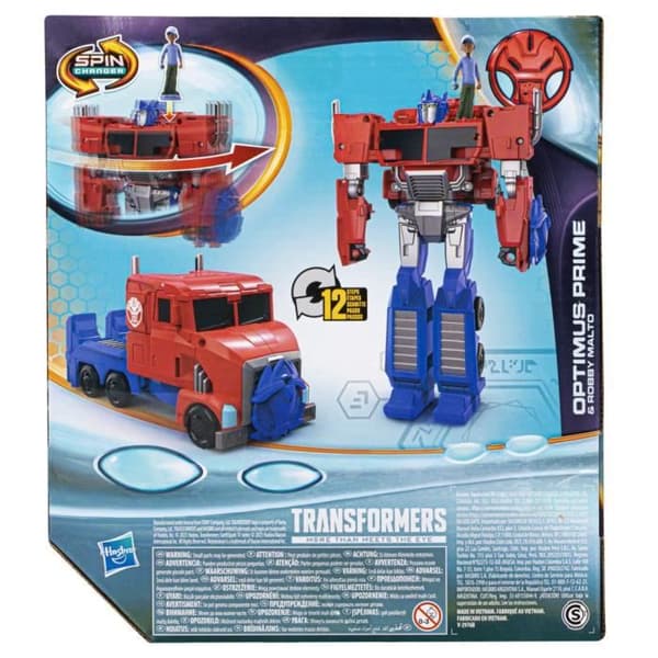 Transformers EarthSpark Spin Changer Optimus Prime 8-tums figur med 2-tums Robby Malto