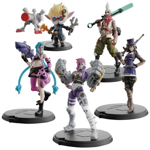 League of Legends - Box med 5 10 cm ledade figurer - Heimerdinger, Vi, Ekko, Jinx och Caitlyn - Med tillbehör
