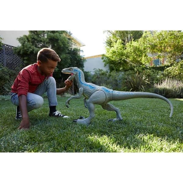JURASSIC WORLD Super Colossal Velociraptor Blue Dinosaur Figur 90cm