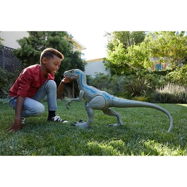 JURASSIC WORLD Super Colossal Velociraptor Blue Dinosaur Figur 90cm