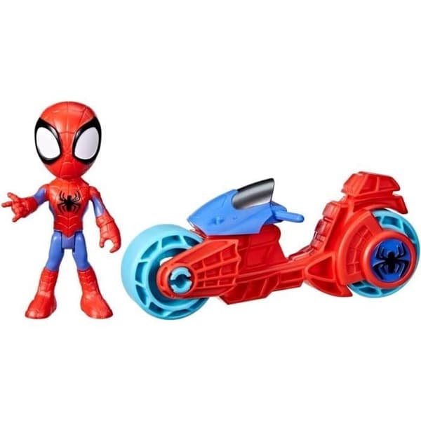 Figur i Spidey med motorcykel - Disney Junior - 10 cm - Vit - Barn - Mixat