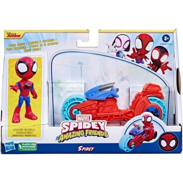 Figur i Spidey med motorcykel - Disney Junior - 10 cm - Vit - Barn - Mixat