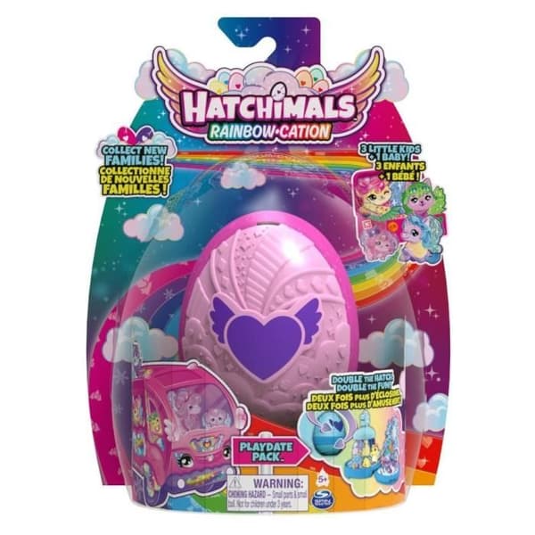 Hatchimals - PACK MED 4 SURPRISE FAMILJ 3 BARN + 1 BABY SÄSONG 2 - Blå och lila - Från 5 år