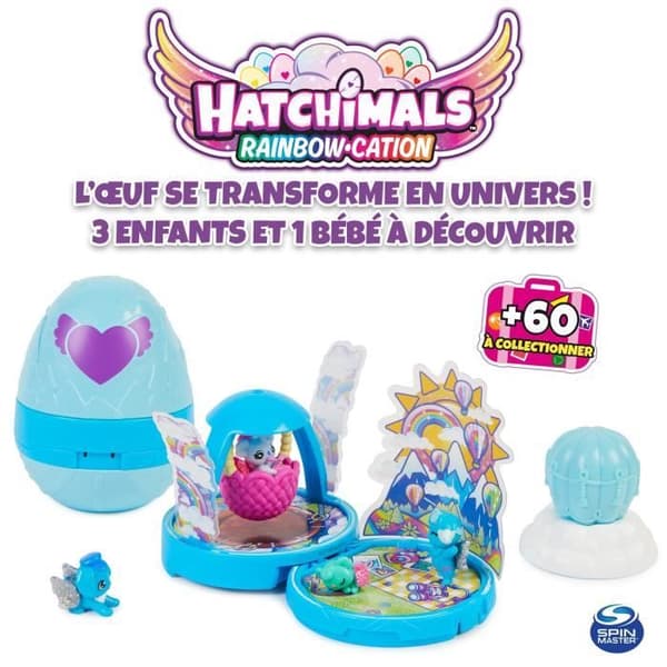 Hatchimals - PACK MED 4 SURPRISE FAMILJ 3 BARN + 1 BABY SÄSONG 2 - Blå och lila - Från 5 år