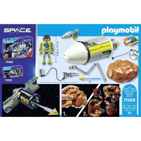 PLAYMOBIL 71369 Rymdastronaut och satellit, Action Heroes rymden, Skydda Jorden, 53 delar, Från 4 år