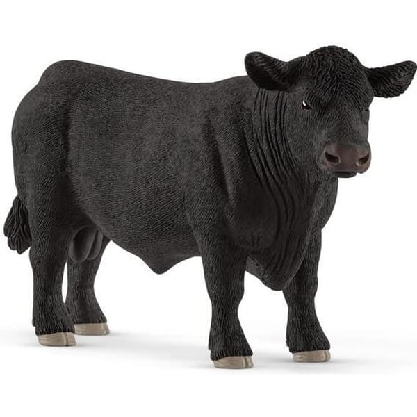SCHLEICH Farm World Angus Bull Figurine 13879 - Robust Black Ox för barn från 3 år och uppåt