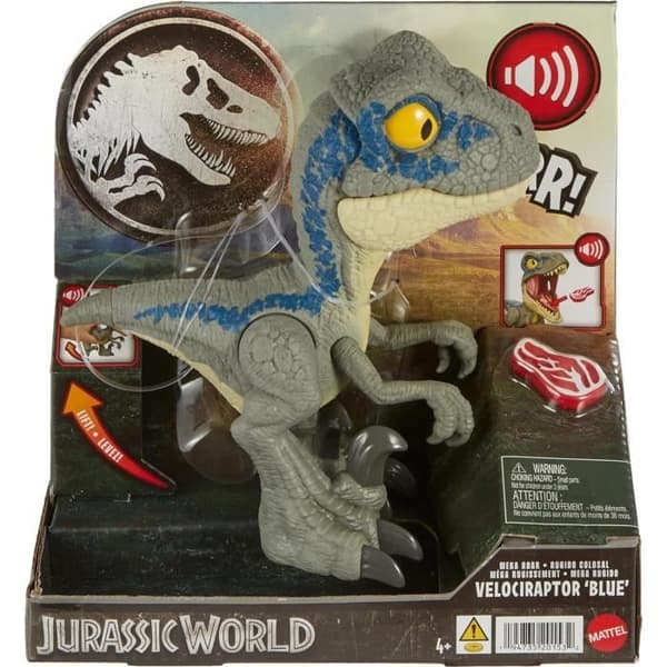 Jurassic World-Velociraptor Blue Mega Roar-Sound, Large Jaw HVB44