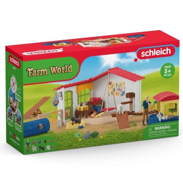 Farm Animal Hotel - Stor 54 delar Schleich leksakslåda med hund, katt, kanin, tillbehör och mer - present