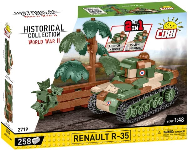 Cobi COBI 2719 Historiallinen kokoelma Toisen maailmansodan aikainen ranskalainen Renault R-35 kevyt jalkaväkipanssarivaunu 258 tiiltä