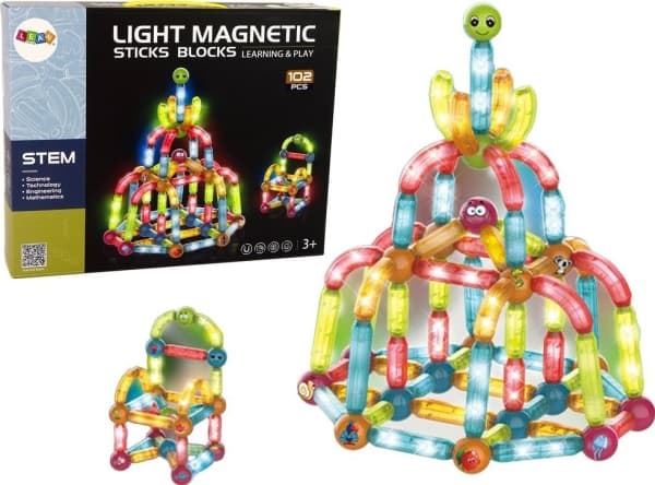 LeanToys Luminous Pedagogiska Magnetiska Klossar 102 Element