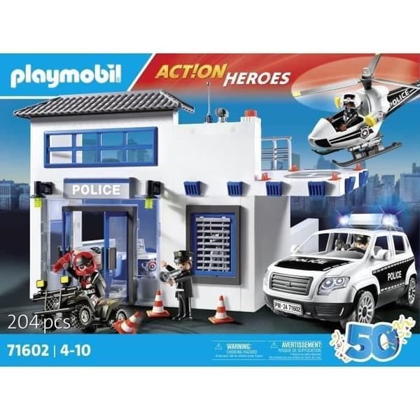 PLAYMOBIL 71602 Polisstation och fordon, poliser, actionhjältar, 159 stycken, från 4 år och uppåt