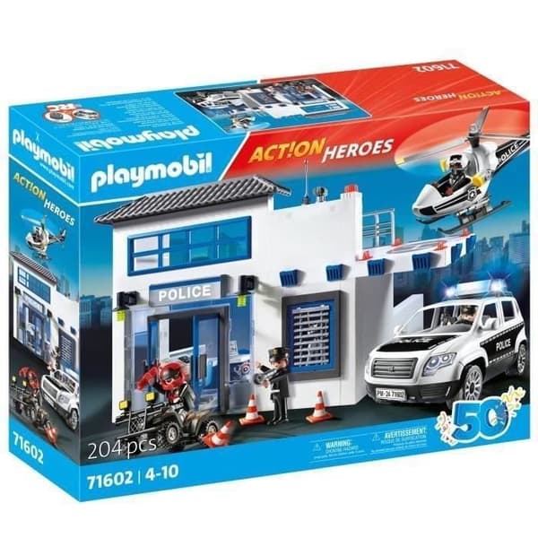 PLAYMOBIL 71602 Polisstation och fordon, poliser, actionhjältar, 159 stycken, från 4 år och uppåt