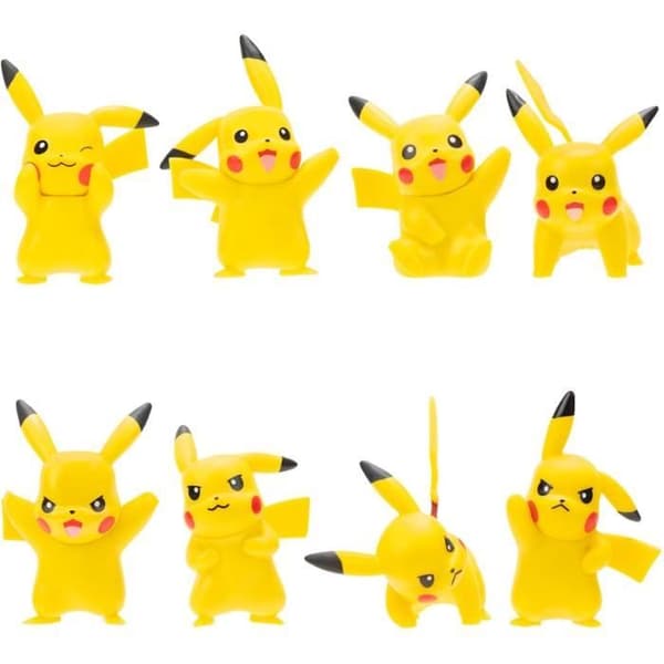 Pokémonfigurer - Paket med 8 Pikachu - Bandai