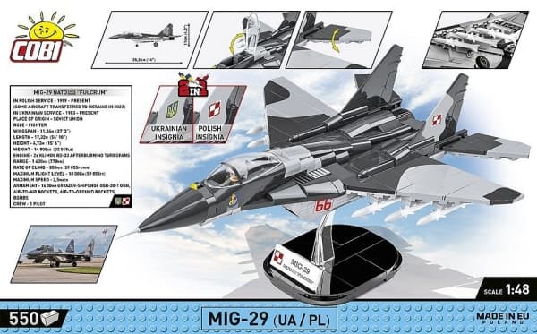 COBI MiG-29 (UA/PL), Byggeklosser, 8 år, 550 stykker