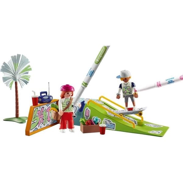 PLAYMOBIL 71515 Skateboardåkare med ramp, färg, 44 delar, med Crayola-kritor, från 6 år och uppåt
