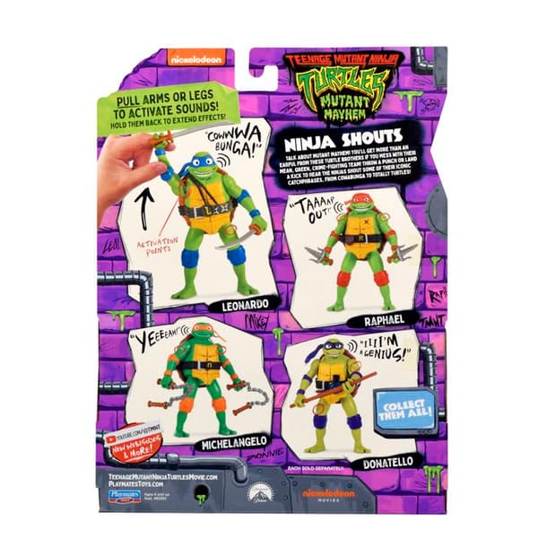 Ninja Sköldpaddor, 15 cm figur med vapen, Elektronisk funktion, Leonardo, För barn från 4 år, TU8001