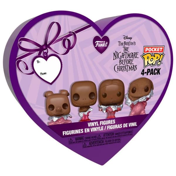 Funko Pocket Pop! Nyckelring 4-pack: The Nightmare Before Christmas - Valentines Chokladask - KONFIDENTIELLT