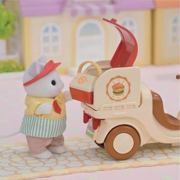Catering Game - SYLVANIAN FAMILIES - Hamburgerställ - Papa Latte Cat and Scooter