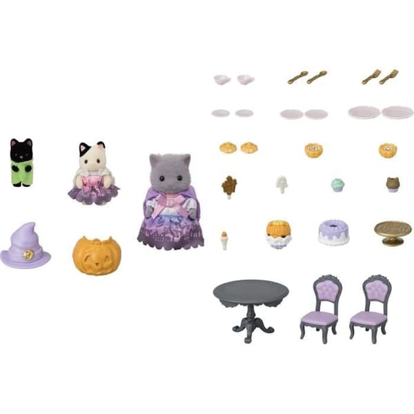 Halloween Box - SYLVANIAN FAMILIES - 3 förklädda figurer - Halloween möbler och snacks
